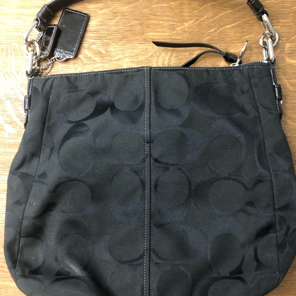 Coach “C” Logo Medium Shoulder Bag Black Gem
